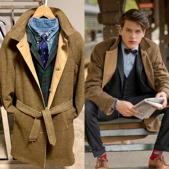 Rugby by Ralph Lauren Medium Reversible Tweed Trench Coat - Picture 1 of 14